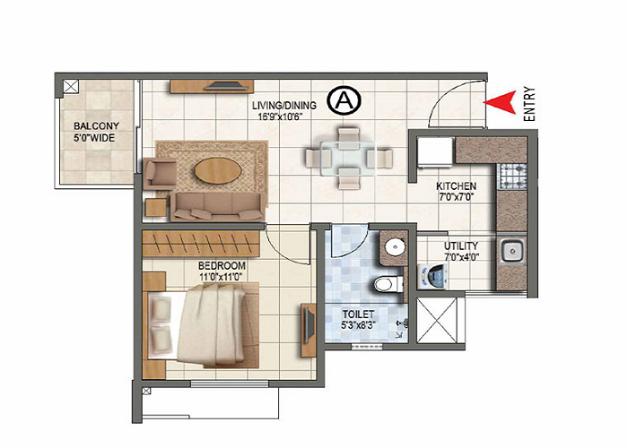 Prestige Park Street 2 BHK Floor Plan