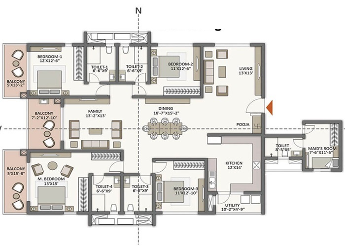 Prestige Park Street 4 BHK Floor Plan